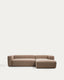 Sofá Blok 3 plazas chaise longue derecho de chenilla marrón 300 cm FSC Mix Credit