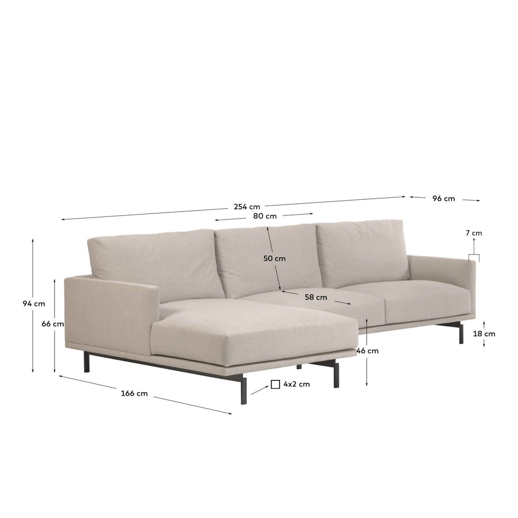 Sofà Galene 3 places amb chaise longue esquerre beix 254 cm FSC Mix Credit