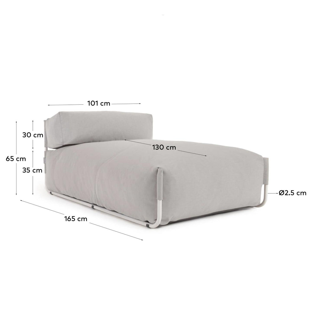 Puf sofà modular longue amb suport exterior Square gris clar alumini blanc 165x101 cm