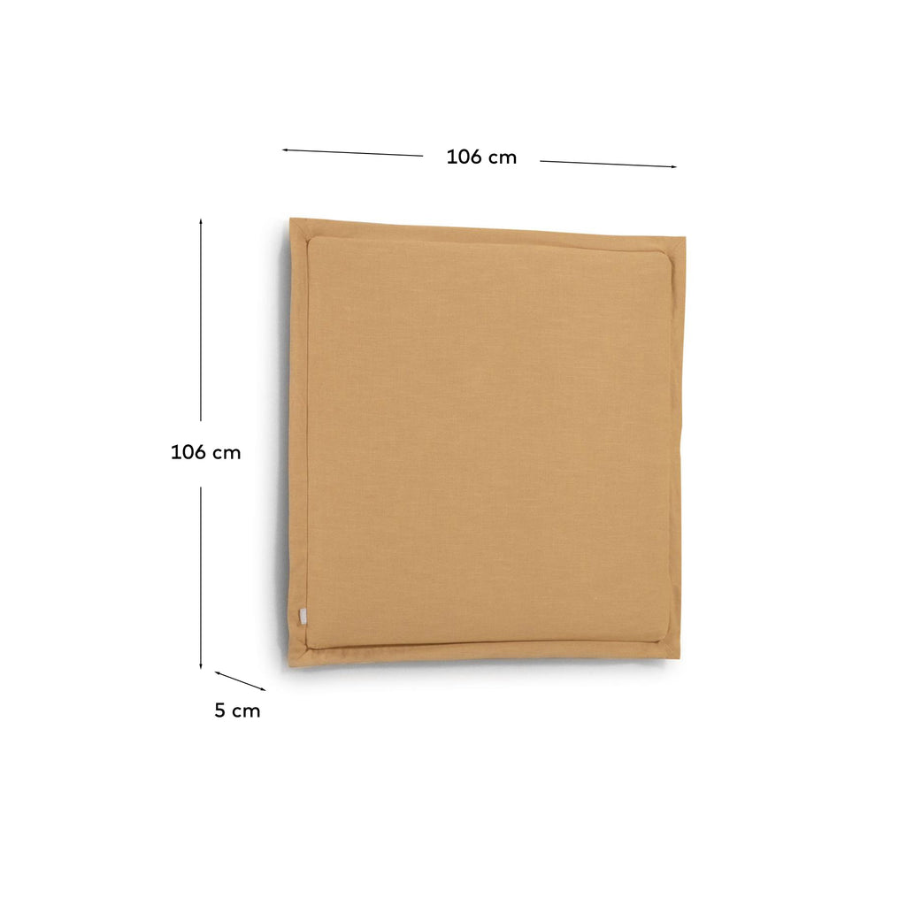 Tête de lit déhoussable Tanit en lin jaune moutarde pour lit jusqu’à 90 cm