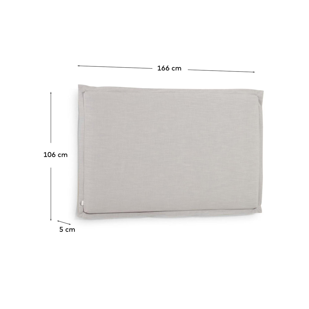 Capçal desenfundable Tanit de lli gris per a llit de fins a 160 cm