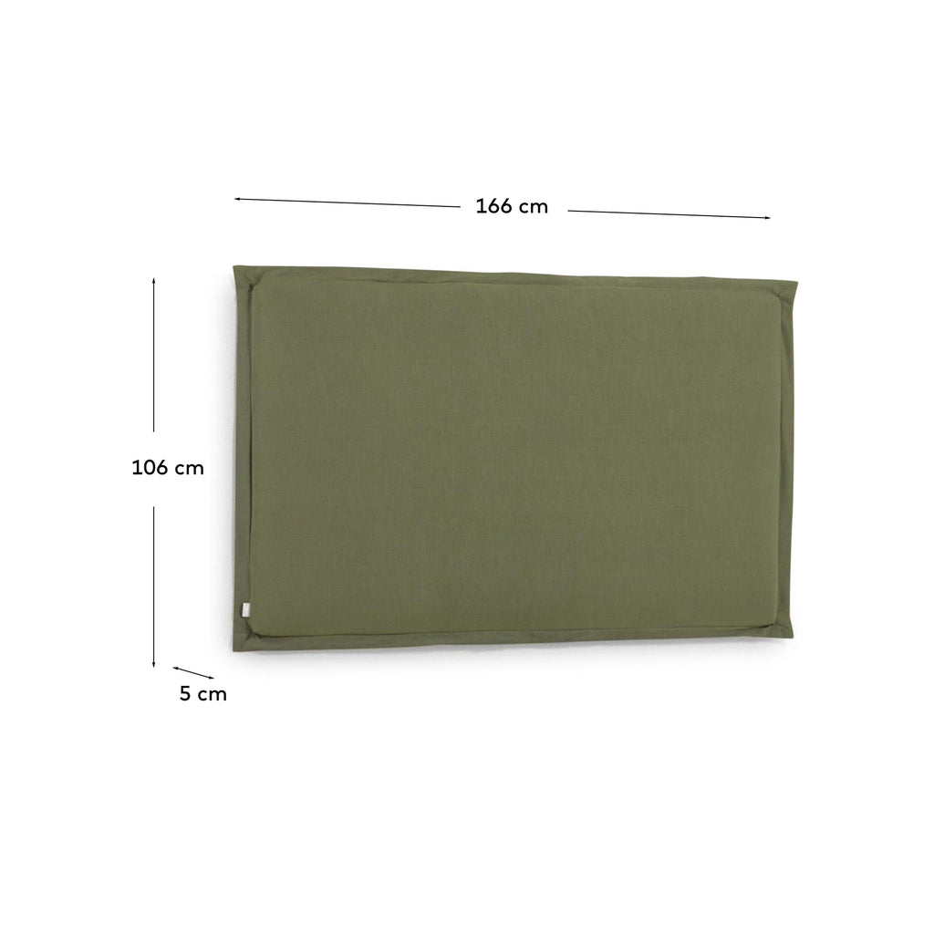 Capçal desenfundable Tanit de lli verd per a llit de fins a 160 cm