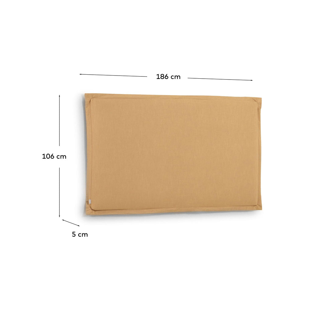 Tête de lit déhoussable Tanit en lin jaune moutarde pour lit jusqu’à 180 cm