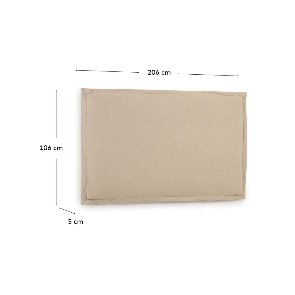 Tête de lit déhoussable Tanit en lin beige pour lit jusqu’à 200 cm