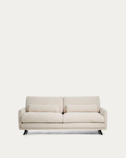 Canapé Veliro 2 places en chenille beige avec pieds en acier noir 210 cm – Certifié FSC Mix Credit