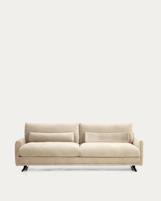 Canapé Veliro 3 places en velours perle avec pieds en acier noir 240 cm – Certifié FSC Mix Credit