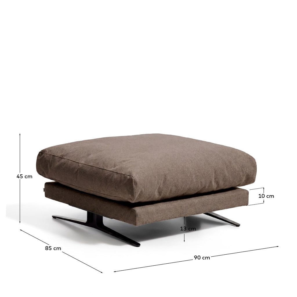 Repose-pieds Veliro ignifugé coloris toast et pieds en acier avec finition noire 85 x 90 cm FSC Mix Credit