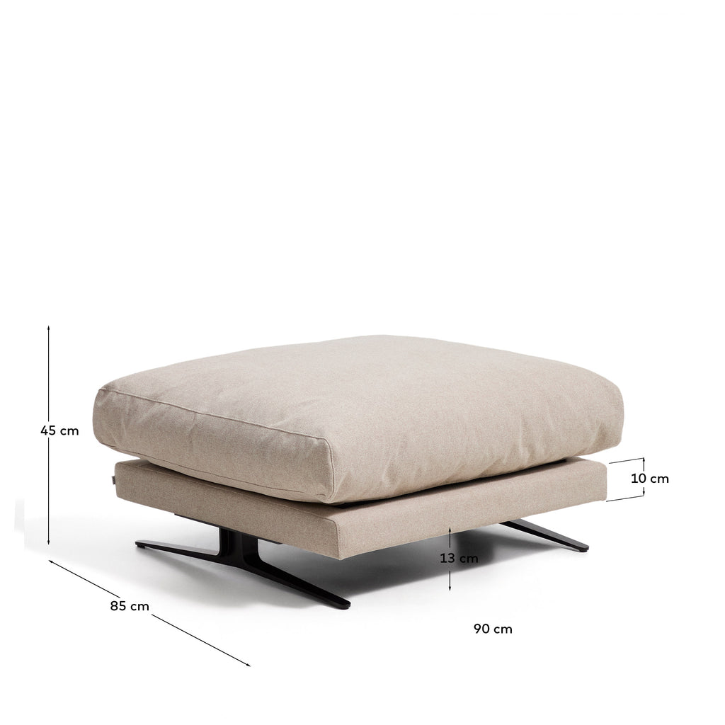 Repose-pieds Veliro ignifugé beige et pieds en acier avec finition noire 85 x 90 cm FSC Mix Credit