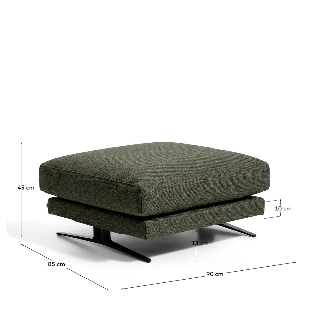 Repose-pieds Veliro ignifugé vert foncé et pieds en acier avec finition noire 85 x 90 cm FSC Mix Credit