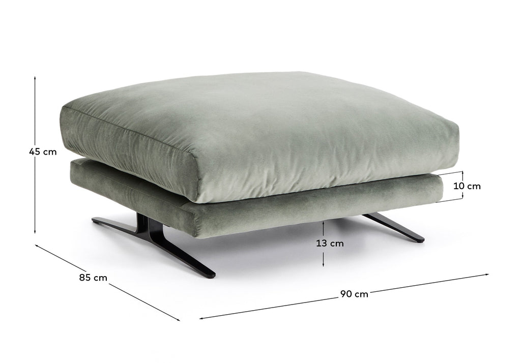 Reposapeus Veliro de vellut verd i potes d'acer amb acabat negre 85 x 90 cm FSC Mix Credit