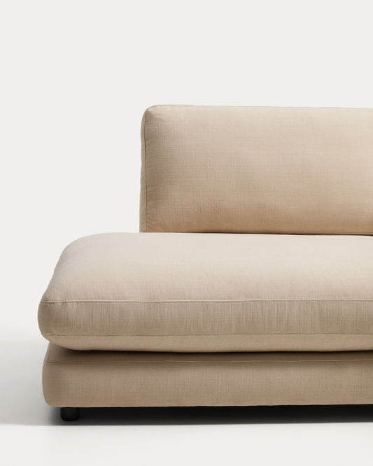 Canapé modulable Gala 4 places avec pouf terminal gauche en chenille beige 315 cm – FSC Mix Credit