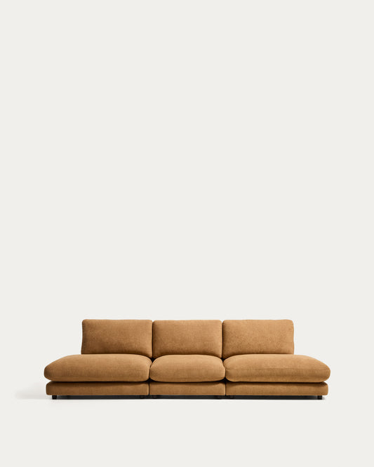 Canapé modulable Gala 4 places en micro-bouclette moutarde 330 cm – FSC Mix Credit