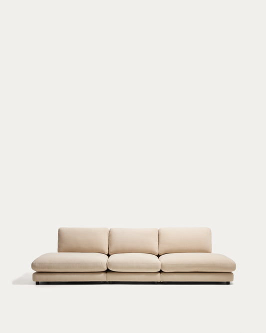Canapé modulable Gala 4 places en chenille beige 330 cm – FSC Mix Credit