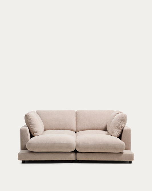 Canapé Gala 3 places en micro-bouclette beige avec méridienne double 210 cm – Certifié FSC Mix Credit