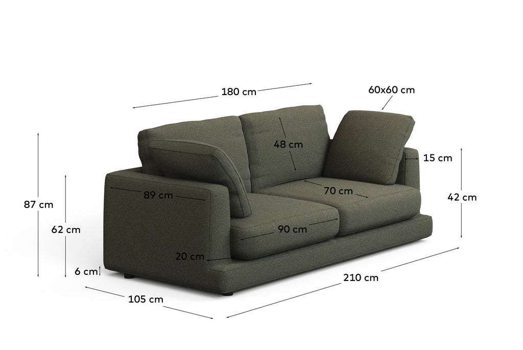 Canapé Gala 3 places en chenille vert foncé FSC Mix Credit 210 cm