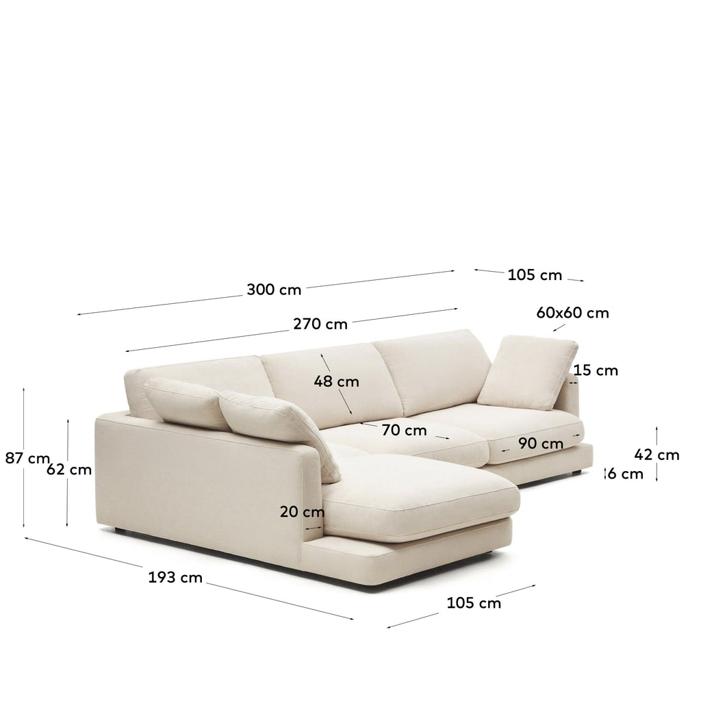 Sofà Gala 4 places de xenilla chaise longue esquerre beix FSC Mix Credit 300 cm