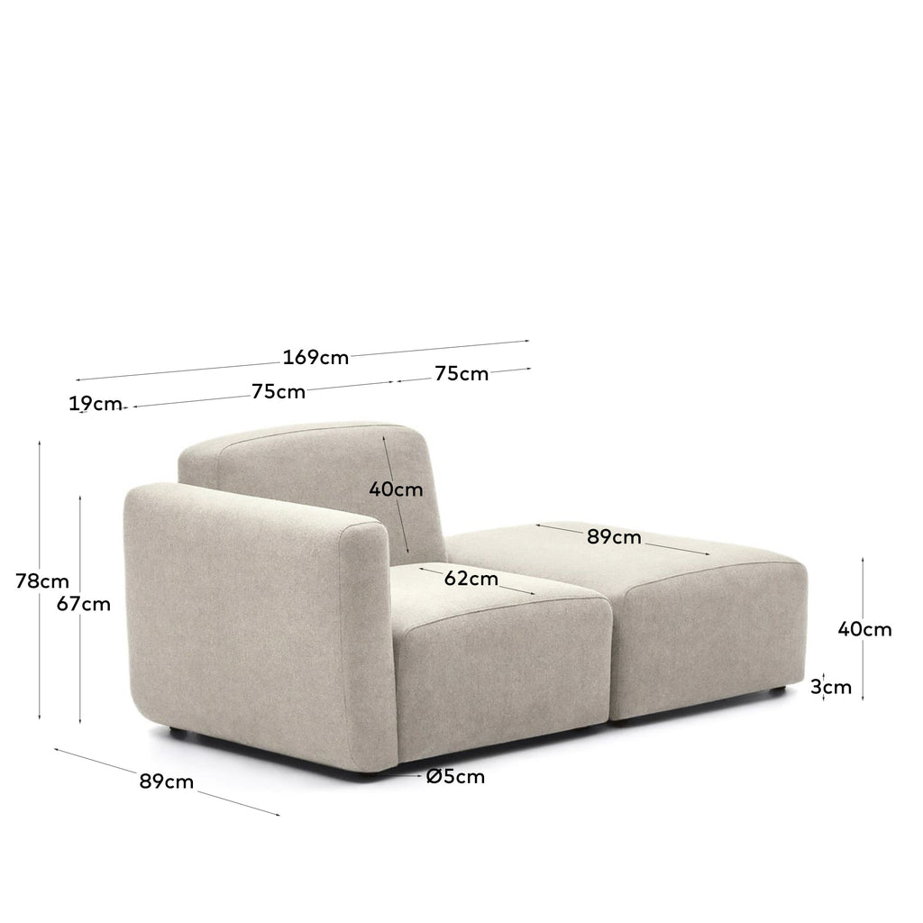Sofà modular Neom 1 plaza amb terminal beix 169 cm FSC Mix Credit