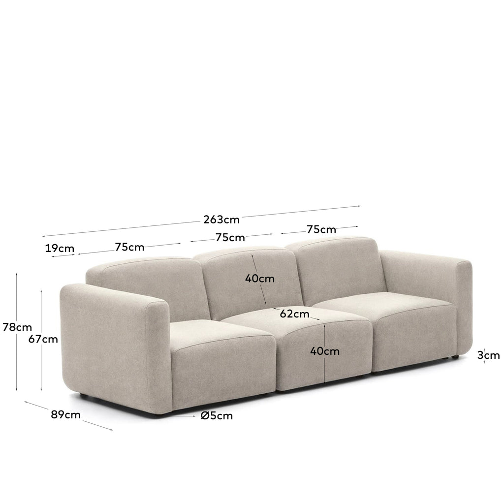 Sofà modular Neom 3 places beix 263 cm FSC Mix Credit