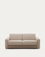 Sofá cama Anley 3 plazas beige y patas de madera maciza de haya 224 cm FSC Mix Credit