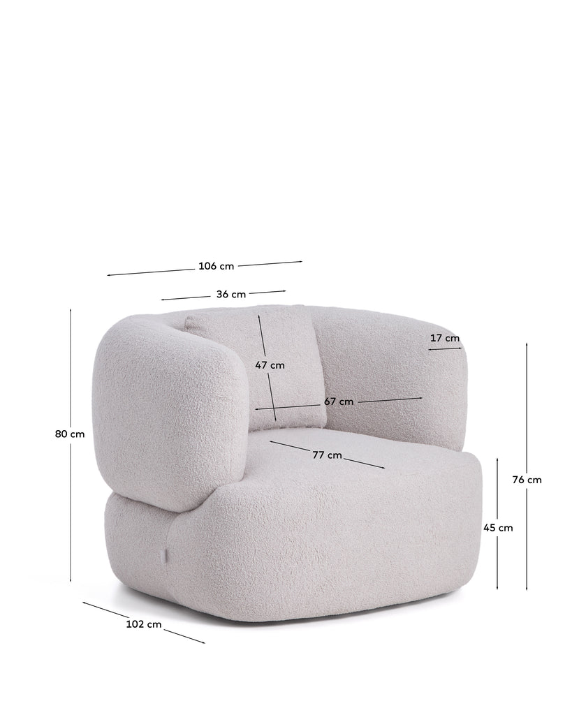 Fauteuil avec coussin Martina en bouclette grise FSC Mix Credit