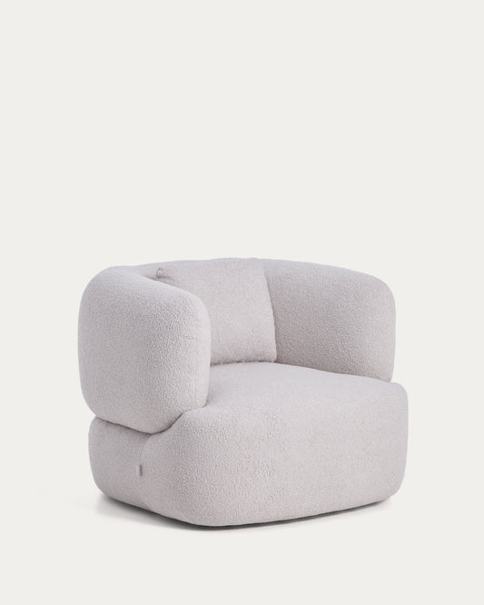 Fauteuil avec coussin Martina en bouclette grise FSC Mix Credit