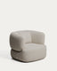 Fauteuil avec coussin Martina en chenille couleur pierre FSC Mix Credit
