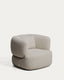 Fauteuil pivotant avec coussin Martina en chenille couleur pierre FSC Mix Credit