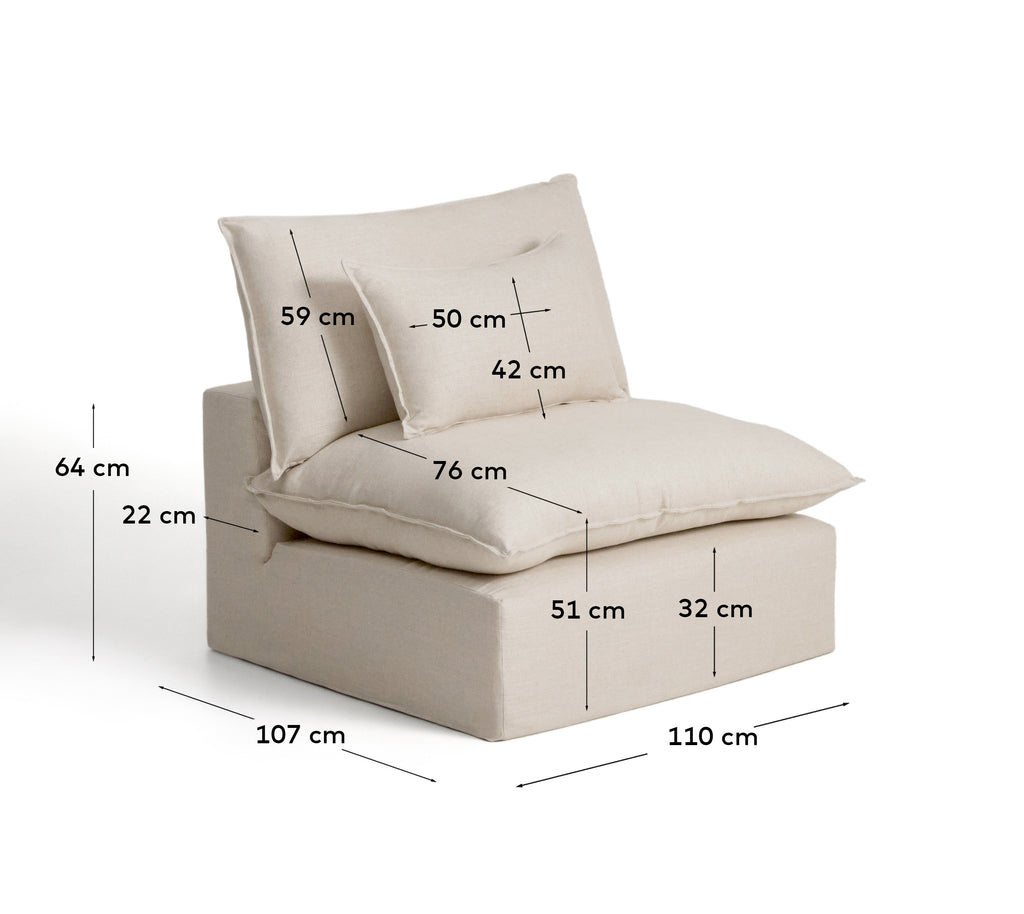 Butaca desenfundable Anarela de lino y viscosa beige 110 cm FSC Mix Credit