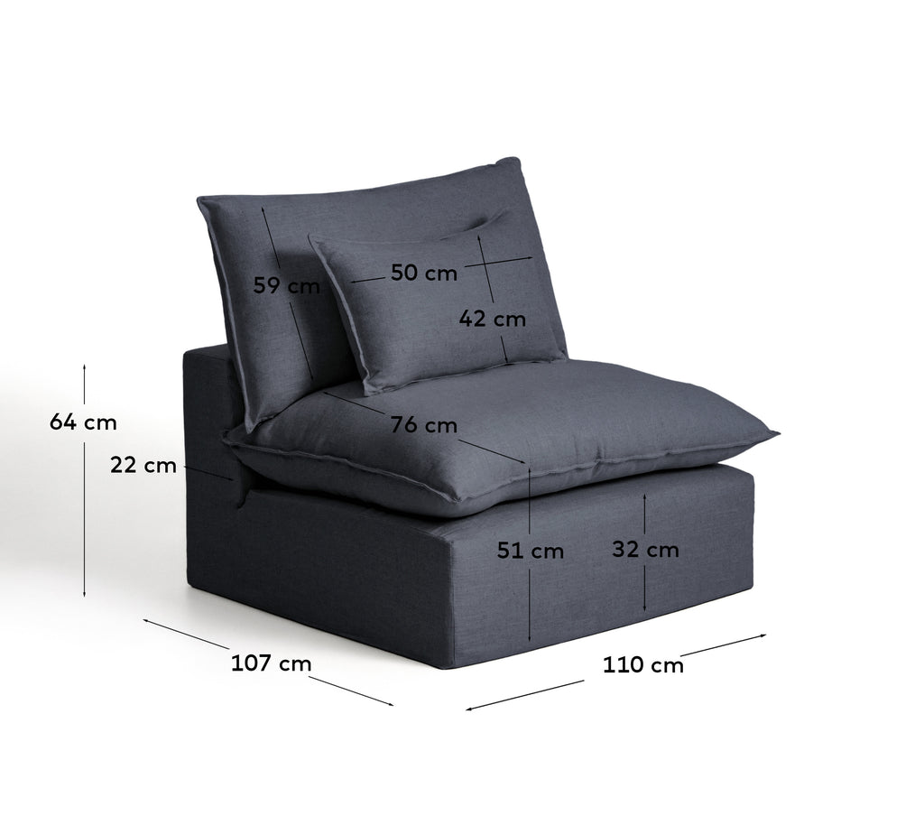 Fauteuil déhoussable Anarela en lin et viscose gris foncé 110 cm FSC Mix Credit