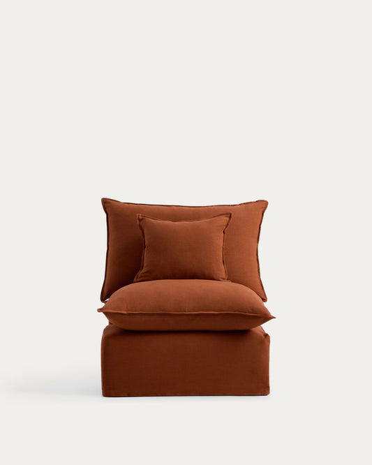 Fauteuil déhoussable Anarela en 100 % lin terracotta 90 cm FSC Mix Credit
