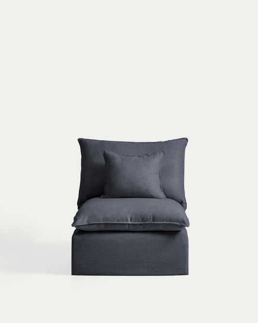 Fauteuil déhoussable Anarela en lin et viscose gris foncé 90 cm FSC Mix Credit