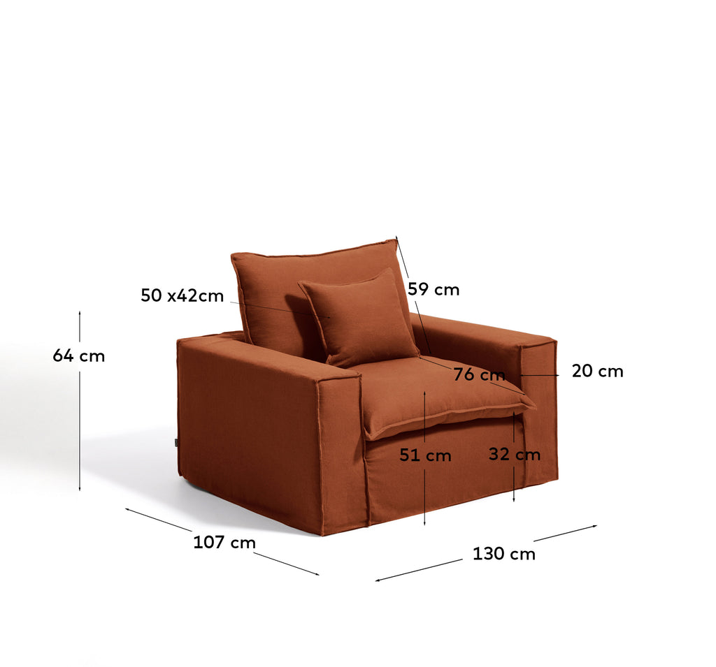Butaca desenfundable Anarela 100% lli terracota 130 cm FSC Mix Credit
