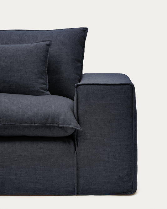 Sofà desenfundable Anarela 2 places de lli i viscosa gris fosc 240 cm FSC Mix Credit
