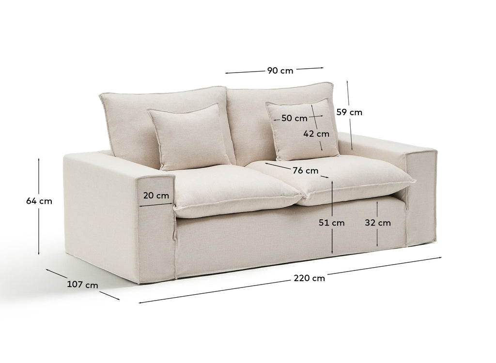 Sofà desenfundable Anarela 2 places de lli i viscosa beix 220 cm FSC Mix Credit