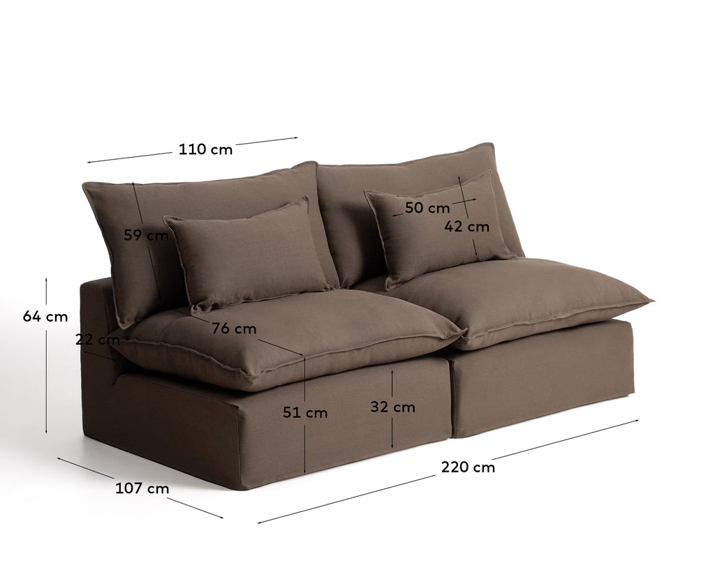 Sofà modular desenfundable Anarela 3 places de lli talp 220 cm FSC Mix Credit
