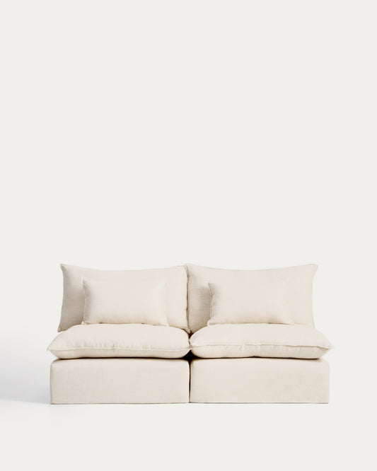 Canapé modulable déhoussable Anarela 3 places en lin et viscose beige 220 cm FSC Mix Credit