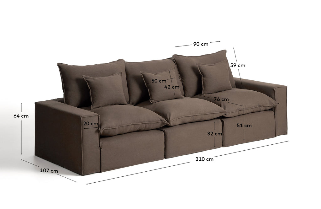 Sofà modular desenfundable Anarela 3 places de lli talp 310 cm FSC Mix Credit