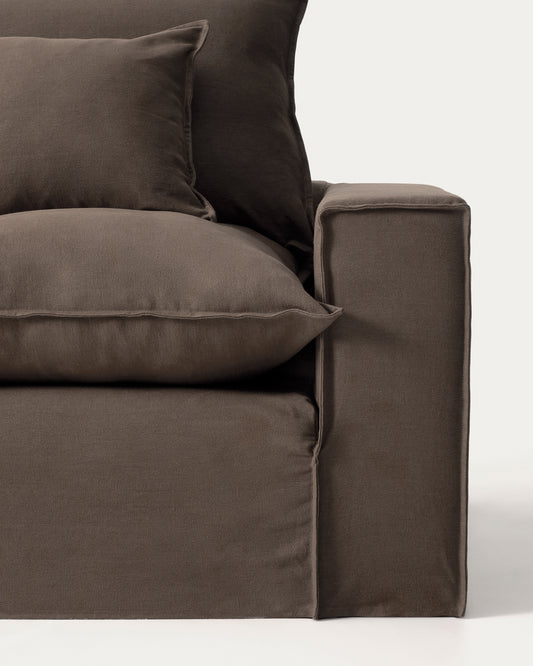 Sofà raconer modular desenfundable Anarela 6 places de lli taupe 307 x 347 cm FSC Mix Credit