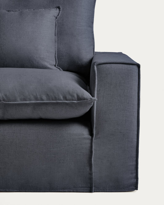 Sofà modular desenfundable Anarela 5 places de lli i viscosa gris fosc 370 cm FSC Mix Credit
