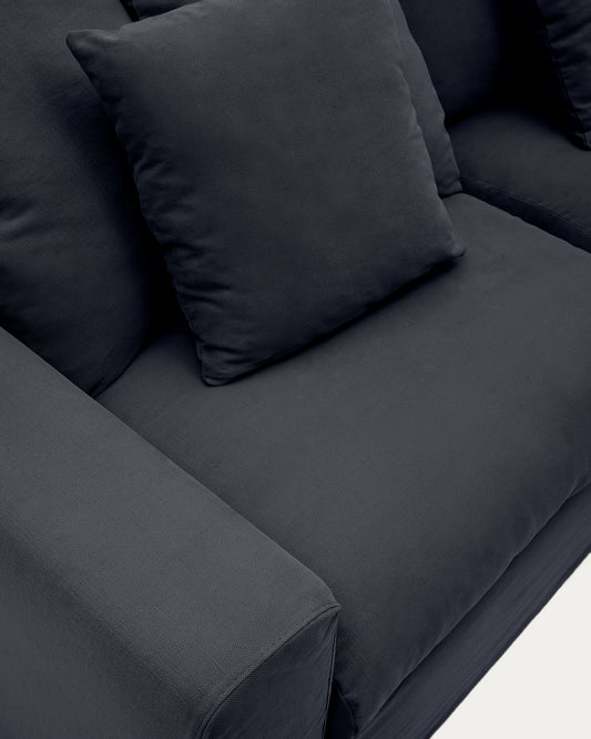 Funda per a sofà Nora 3 places de lli i cotó gris antracita
