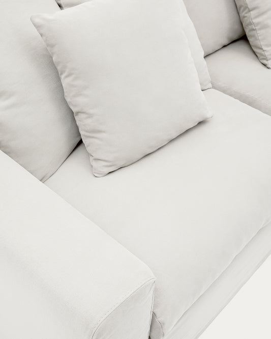 Housse pour canapé 4 places Nora en lin et coton écru