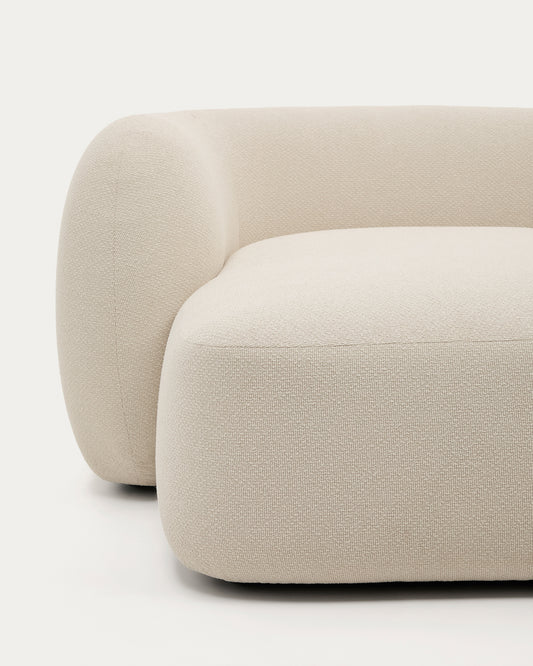 Sofá modular Martina 2 plazas de chenilla con chaise longue derecho color crudo 230 cm