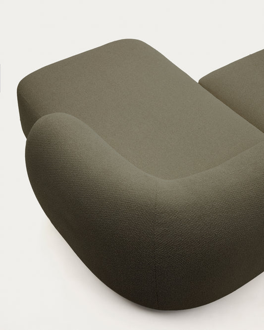 Sofà modular Martina 3 places retardant de foc de xenilla amb chaise longue dret verd 287 cm