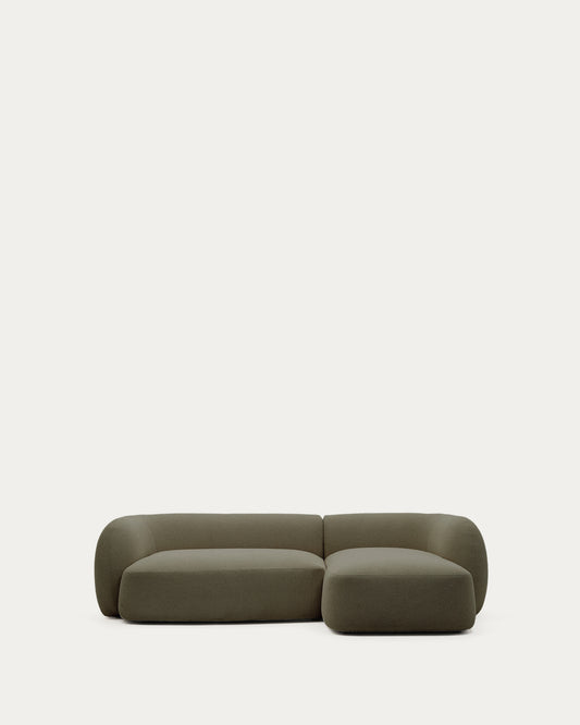 Sofà modular Martina 3 places retardant de foc de xenilla amb chaise longue dret verd 287 cm
