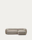 Canapé modulable Martina 3 places en chenille avec méridienne droite couleur pierre 287 cm