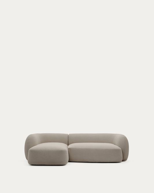 Canapé modulable Martina 3 places en chenille coloris pierre avec méridienne gauche 287 cm