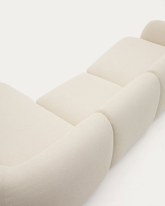 Sofà modular Martina 4 places de xenilla amb chaise longue dret color cru 377 cm