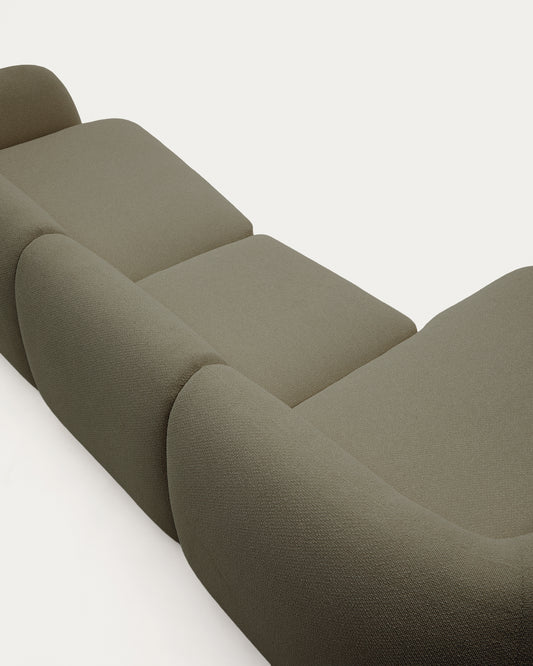 Sofà modular Martina 4 places retardant de foc de xenilla amb chaise longue esquerre verd 377 cm