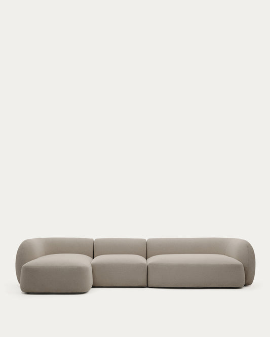 Sofà modular Martina 4 places retardant de foc de xenilla amb chaise longue esquerre color pedra 377 cm