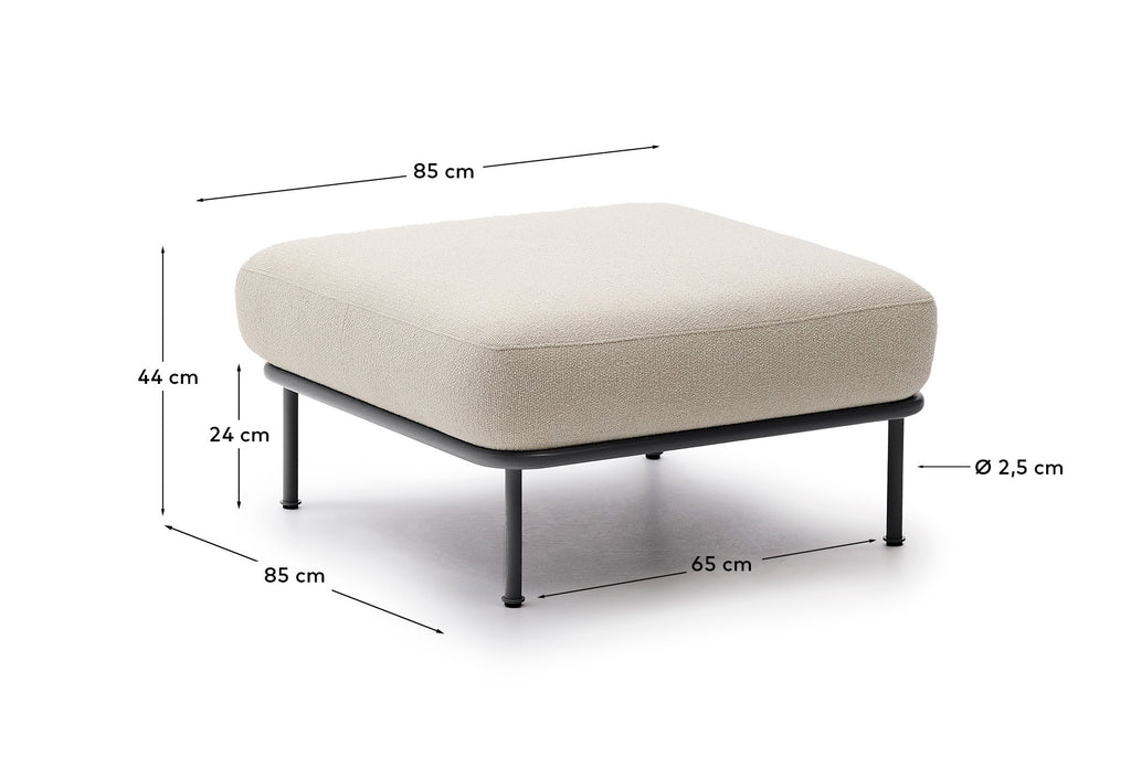 Reposapeus Aurum xenilla cru i base de metall gris mat 85x85 cm FSC Mix Credit